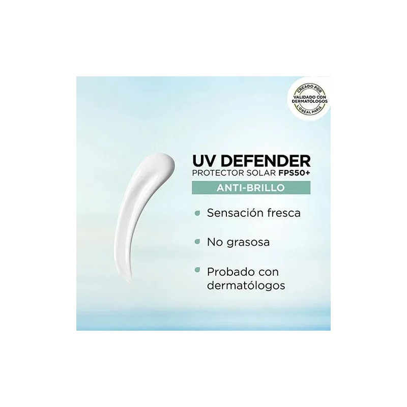 Oréal Paris Protector Solar Defender Anti Fotoenvejecimiento Brillo Fps50 40g