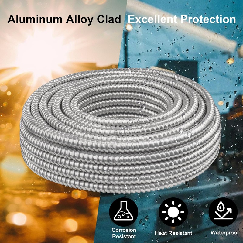 6/3 Metal Clad (MC) Cable with Ground 5ft, 6 Gauge