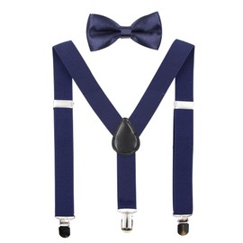 Hanerdun Unisex Braces With Bow Tie For Boys And Girls Can Be Attached With Three Clothes Clips On Waistband -