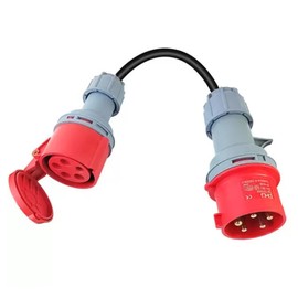CEE Adapter 32A to 16A, High Current Adapter with 50 cm Cable, IP44 Protection, 5-Pin High Current Distributor 400V, Adapter for Electric Car Accessories for Workshops Industry and Construction Sites