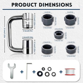 2 extensiones de llave giratorio de 1440°, extensor de aireador de llave giratorio de 1080°, llave universal giratorio ajustable de 2 modos para fregadero de cocina y baño, color plateado