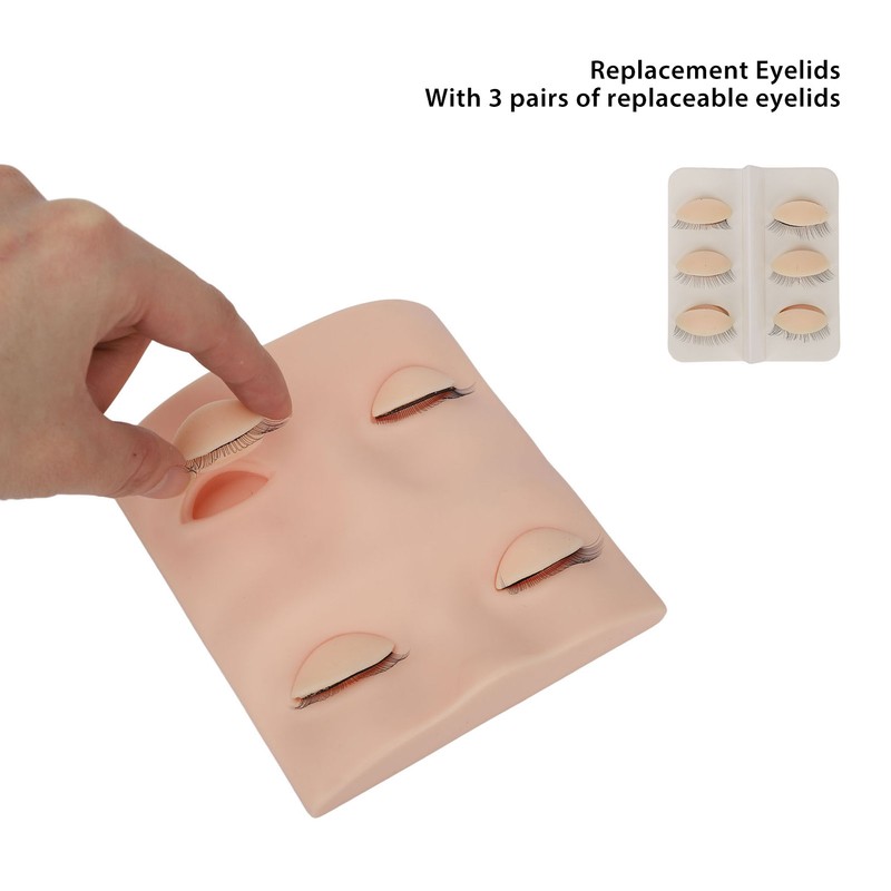 Lash Mannequin Head with with 3 Pairs Replacement Eyelids Realistic