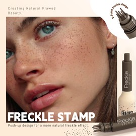 Noerrors Freckle Stamp Pen, Wasserdichte Falsche Sommersprossen Tattoo Magie Realistisch Schnell Trocknend Lang anhaltend Braun Faux Freckle Flecken Tönung Frauen Mädchen Make-up #01 Eschenkastanie