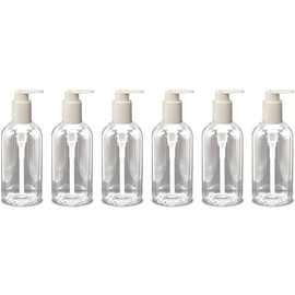 Nature's Will Empty Bottles with Pump Dispenser 16oz Refillable Clear Plastic for Shampoo, Lotions, Liquid Soap, Oil and Creams (6)