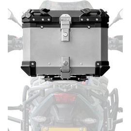 MOSYQI Motorcycle Top Case 45L,Big Motorcycle Trunk Box Store Helmet Luggage Top Bag Storage Carrier Case,Waterproof Aluminum Handle Motorcycle Helmet Case,Tail Box with Security Lock