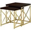 Monarch Specialties I TABLE-2PCS Set/Cappuccino/Gold Metal NESTING TABLE, Brown