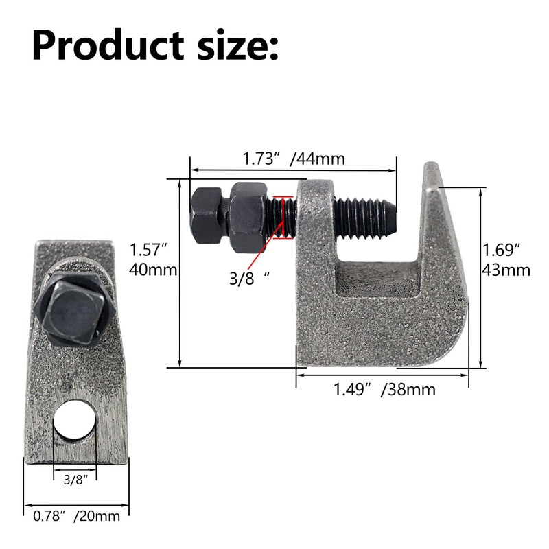 NIDAYE Top Beam Clamps, UNC 3/8" Iron Safety Rod Clamp,