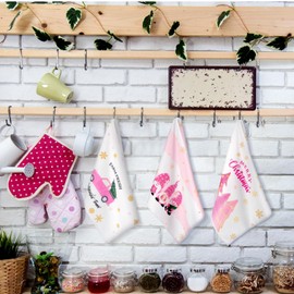 Sratte 4 Paños de Cocina Navideños Rosas de Copo de Nieve de 16 x 24 Pulgadas Toallas de Mano de Gnomo Árbol de Navidad Toallas de Té Blancas Rosas de Granja Trapos de Cocina Absorbentes (Árbol)