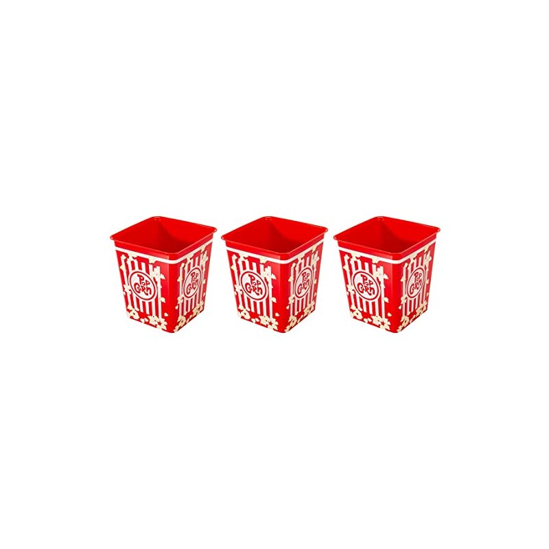 Kigima Reusable Popcorn Cups 3 Litres Set of 3 Red