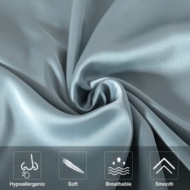 Mulberry Silk Pillowcase for Hair and Skin,Cooling Silk Pillow Case with Hidden Zipper,Allergen Proof Dual Sides Soft Breathable Smooth Silk Pillow Cover for Women. (Aqua Blue, Queen(20"x 30"))