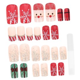 Minkissy Flowers Fake Nails Nail Stickers Snowflake Art Decals for Winter Christmas Party