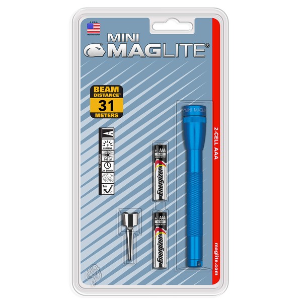 MagLite M3A116 Mini Incandescent 2-Cell AAA Flashlight, Blue