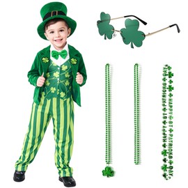 Fanskaty Kids St Patricks Day Costume Green Steampunk Outfit Green Dress up for St. Patrick's Day Party Boy