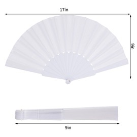 Black Folding Hand Fans Fabric Fans Chinese Japanese Style Summer Handheld Fan for Party, Wedding, Gifts, Wall Decoration,Photographic Props (White-4pcs)