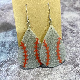 Unique Glitter Sport Acrylic Earrings for Women Friends Sport Fans Games Day Earrings Shiny Baseball Volleyball Dangle Jewelry Gift -Baseball