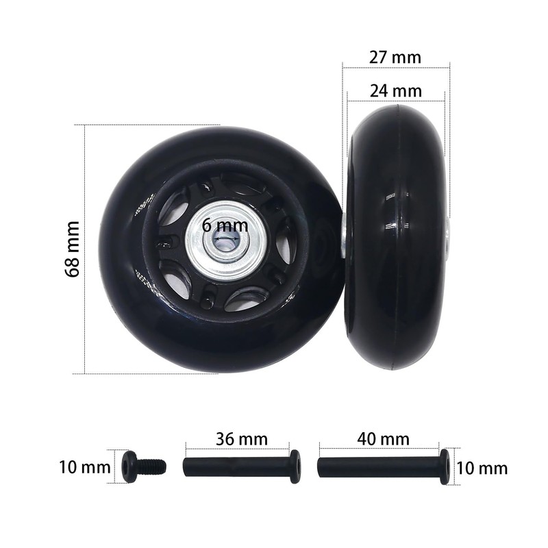 Silent Wheel Series Replacement Tire Set for Suitcases, Shopping Carts,