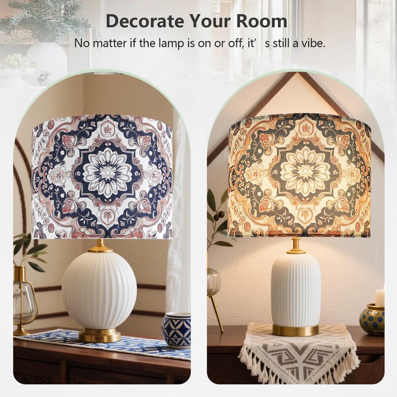 PEESIN Floral Fabric Drum Lamp Shades, 13x13x10in, 1 Pack