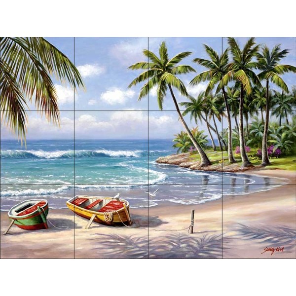 Tile Mural - Tropical Bay - by Sung Kim