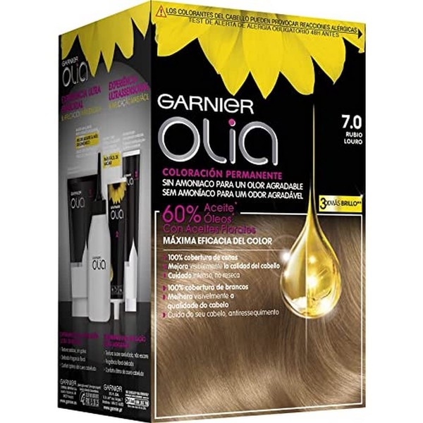 Garnier Olia Coloración Permanente Sin Amoniaco Para Un Olor Agradable Con Aceites Florales De Origen Natural - Rubio 7.0