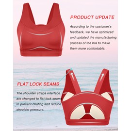 RUNNING GIRL High Impact Sports Bras for Women,Racerback Running Bra Yoga Workout Crop Tank Tops Longline Sports Bra Push up_RGWX2667_Red_L_AU