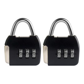UP Security Small Combination Lock, 3 Digit Combination Padlock, Travel Luggage Locks, Combo Lock with Code for Suitcase, Mini Locker, Bag, Tool Box, Backpack Zipper (Black+Black, 2-Pack)