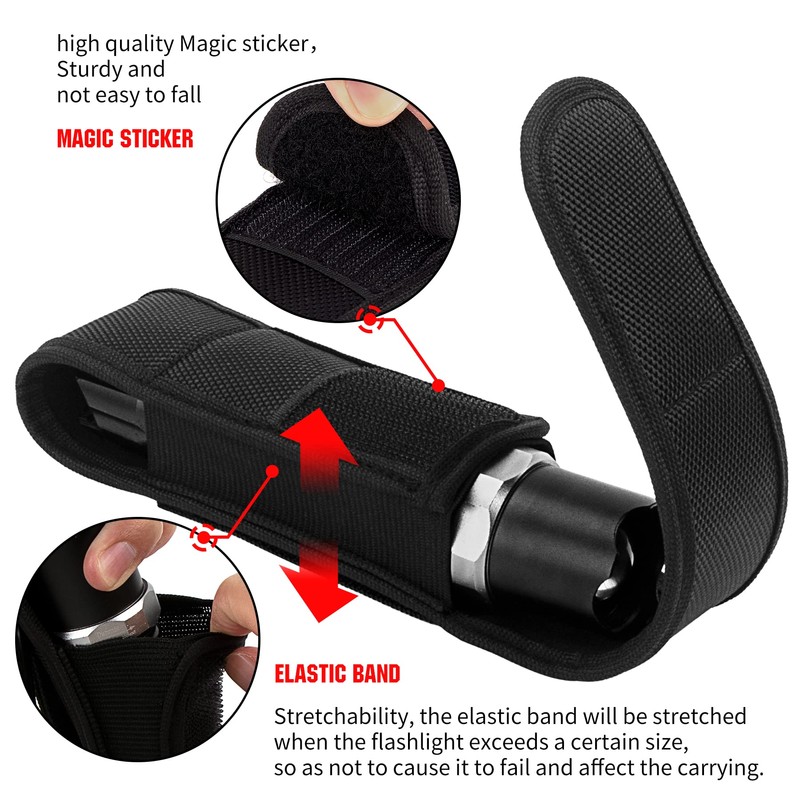bvya Oxford Flashlight Pouch Holder, Tactical Flashlight Belt Holder Case