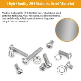 385 Pieces M4 Machine Screws Nuts Washers Set, Sutemribor M4 x 5/6/8/10/12/16/20mm Phillips Pan Head Machine Screws Nuts Washers Assortment Kit, 304 Stainless Steel, Fully Threaded