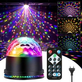 Disco Ball, RGB Disco Light Party Light, LED Lamp Disco Ball, Stage Lighting Disco Party Light Decoration, Music Controlled 6 Light Modes with Remote Control, EU Plug for Home Party Christmas