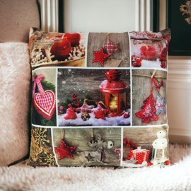 LED Decorative Cushion 45 x 45 cm with Filling – Set of 2 – Includes Lighting – Light Cushion – Christmas – Winter – Decorative Cushion – Decorative Cushion – Cushion Covers – Super Soft – Motif: 9