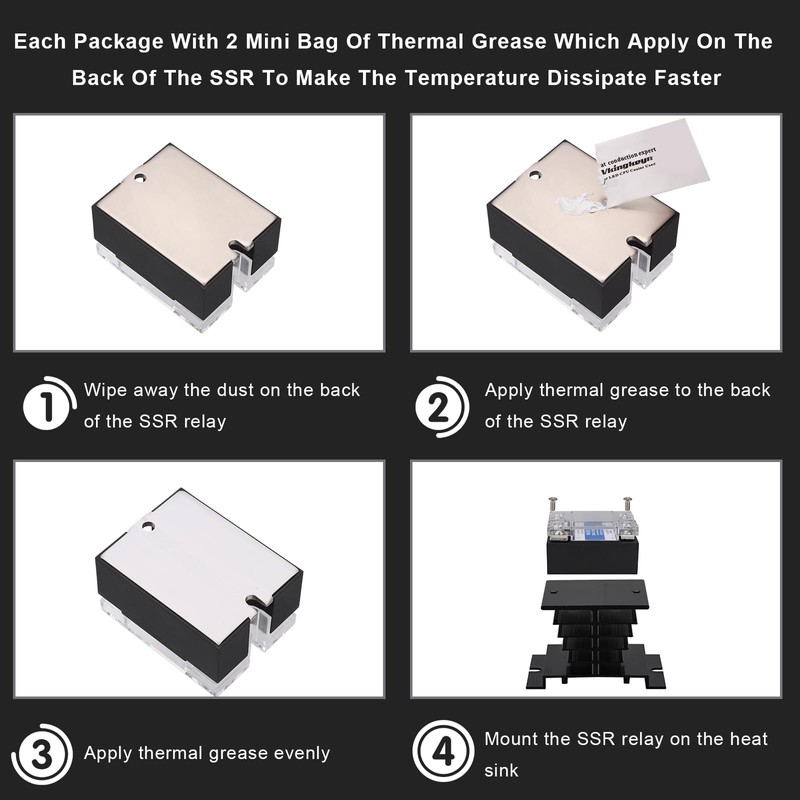 Weasch 2Pcs Single Phase Solid State Relay, SSR-80DD, DC to