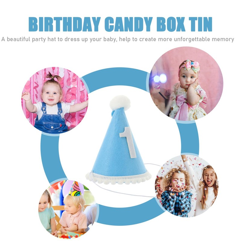 Baby Birthday Hat for Boys - Cute Pom-Pom Trim Comfortable