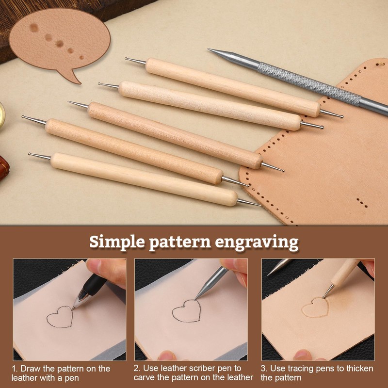 Leather Stamping Tools, Leather Carving Set, Working Kit for Beginners