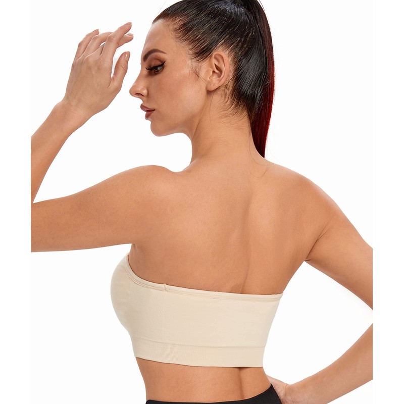 ANGOOL Women's Bandeau Strapless Bra without Underwire, Padded Bralette Bra,