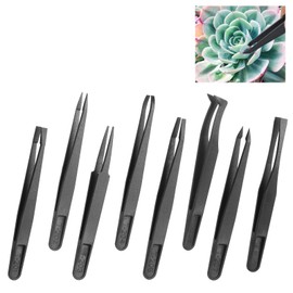 8Pcs Venus Fly Trap Feeding Tweezers, 8 Styles 4.7 Inch Black Carnivorous Plants Reptile Tweezers Feeding, Carbon Fiber Feed Tongs, Black Straight and Curved Tweezer Set