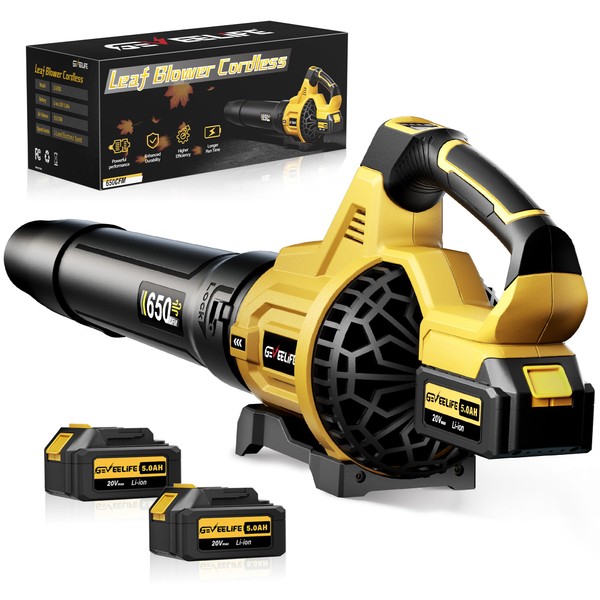 GEVEELIFE Leaf Blower Cordless, 650CFM & 3 Speed Levels, Electric