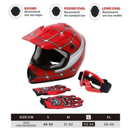 TCT-MT DOT Youth Kids ATV Motocross Offroad Street Helmet Full Face Motorcycle Off-Road ATV Dirt Bike Motocross Helmet+Gloves+Goggles