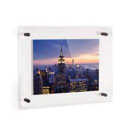 ArtToFrames Floating Acrylic Frame for Pictures Up To 8.5x11 inches (Full Frame is 12.5x15) with Black Standoff Wall Mount Hardware, Acrylic-109-8.5x11-72