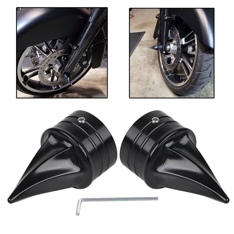Unbranded Black Twisted Front Axle Cap Nut Covers For Harley