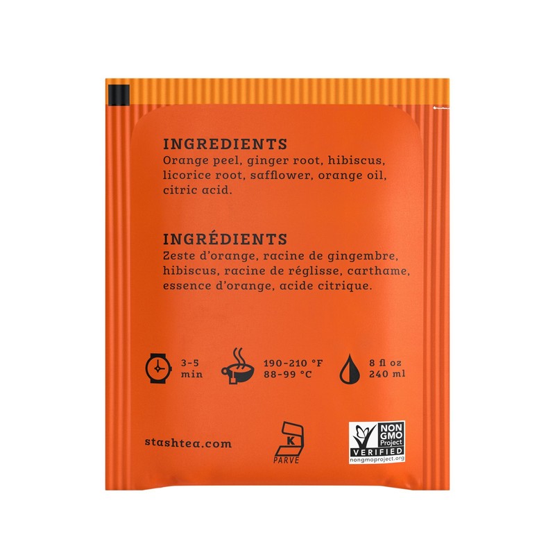 Stash Tea Sunny Orange Ginger Herbal Tea - Naturally Caffeine