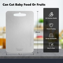 Solaverano Stainless Steel Cutting Board, Non Toxic Cutting Board Chopping Board for Meat Cheese Bread Vegetable Fruit（11.6 * 7.9in)