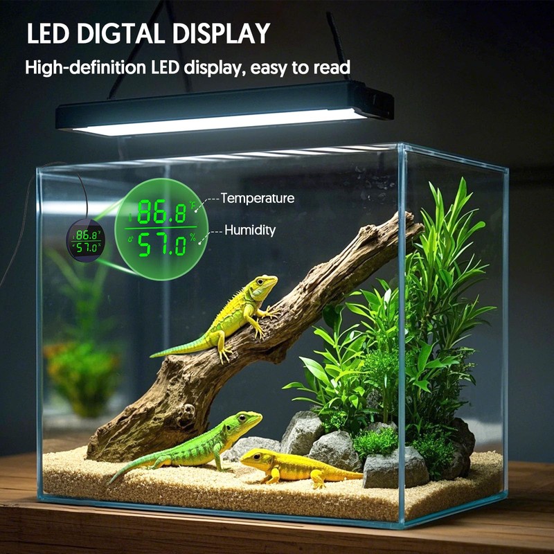 QZQ Reptile Thermometer and Humidity Gauge, LED Digital Thermometer Hydrometer,