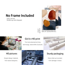 FEOFTIE Terracotta Wall Decor Orange Pictures for Wall Decor Abstract Wall Art Canvas Burnt Orange Wall Decor Orange Wall Art Orange Wall Decor for Living Room Bedroom 16x24 Inch Set of 3 Unframed