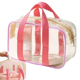 Clear Toiletry Bag | Portable Beach Cosmetic Pouch,Water-Resistant Makeup Bag with Zipper for Airplane Airport School Work Gym Beach Vacation Party Concert Festival Stadium