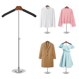 Eunika 1 Pack Adjustable T Shirt Display Flexible Shoulder Stand, Portable Metal Shirt Rack Display Stand Garment Coat Holder for Clothing Garment Coat Retail Vendor, Cloakroom,17-31 Inch