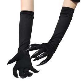 Cool Halloween Gloves Long Ghost Claw Dress Up Gloves Fashion Black Long Nail Cosplay Halloween Funny Gloves (Black nail)