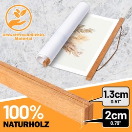 Benjia Set of 4 Magnetic Poster Rail, A3 Magnetic Poster Frame, Wooden Poster Rail, Poster Hanger for Prints and Artwork, (Teak, 30 x 40 cm, 4 Packs)