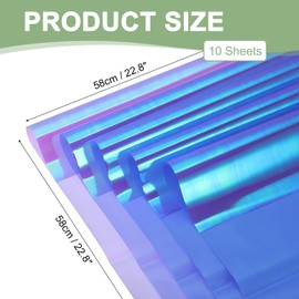 PATIKIL 22.8 x 22.8 Inch Flower Wrapping Paper, 10 Pcs Iridescent Double Sided Plastic Bouquet Packaging Waterproof Florist Supplies DIY Crafts Gift Packaging Gift Box Wedding, Light Blue