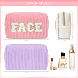 DTBG 4Pcs Preppy Travel Makeup Bag Set, Corduroy Cosmetic Bag Preppy Stuff Bag for Cute Teen Girls, Toiletry Bags for Traveling Accessories Skincare Bag Cute Cosmetic Bag Travel Essentials Pouch