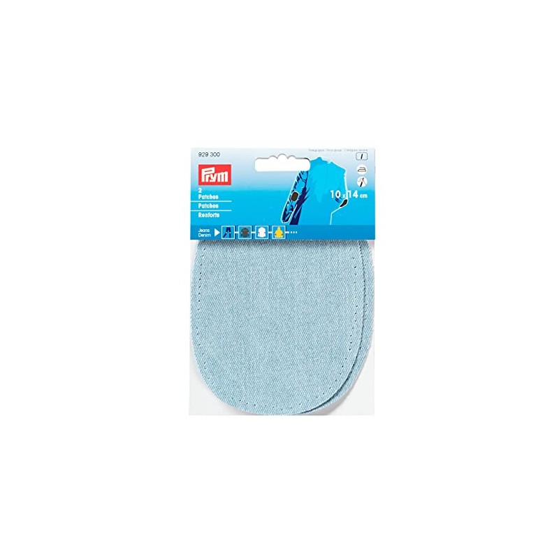 Prym Patches Denim for Ironing/Sewing on 14x10 cm Light Blue,