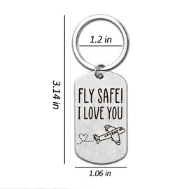 Pilot Gifts Keychain Flight Attendant Gifts for Men Women Birthday Christmas Gifts for Travelers Fly Safe Key Ring Aviation Gifts for Women Men Pilot Accessories with Airplane Keychain